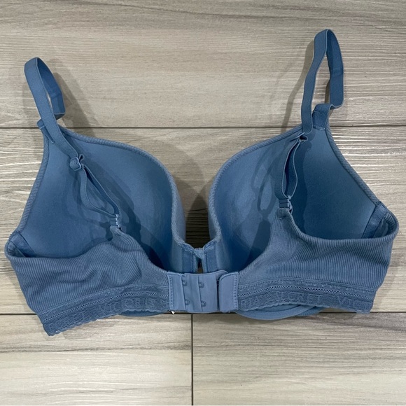 VICTORIA'S SECRET Blue T-Shirt Lightly Lined Cotton Demi Bra size 36D - Picture 2 of 12